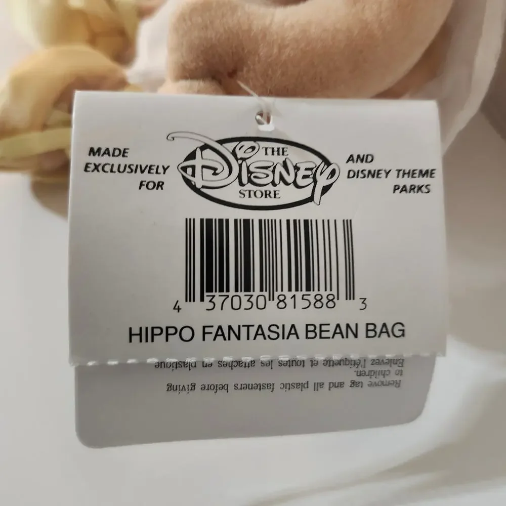 Disney Store Fantasia Hippo Bean Bag Plush Ballerina Mini Bean Bag NWT